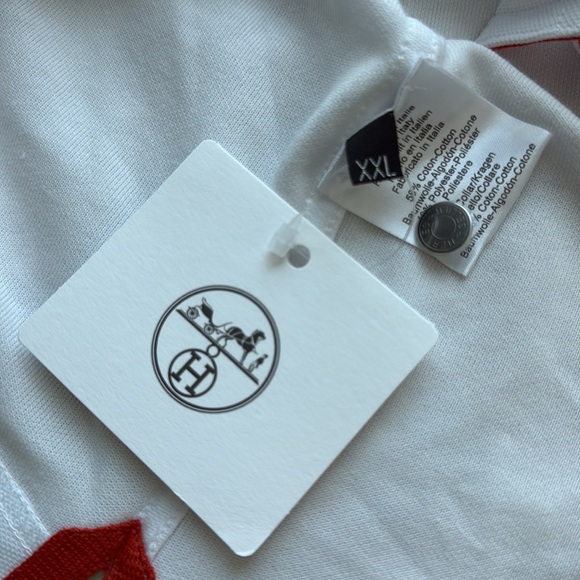 Hermes White Polo Shirt short sleeves runs small. Brand new w/tags, Size 2XL, XL - Picture 4 of 14
